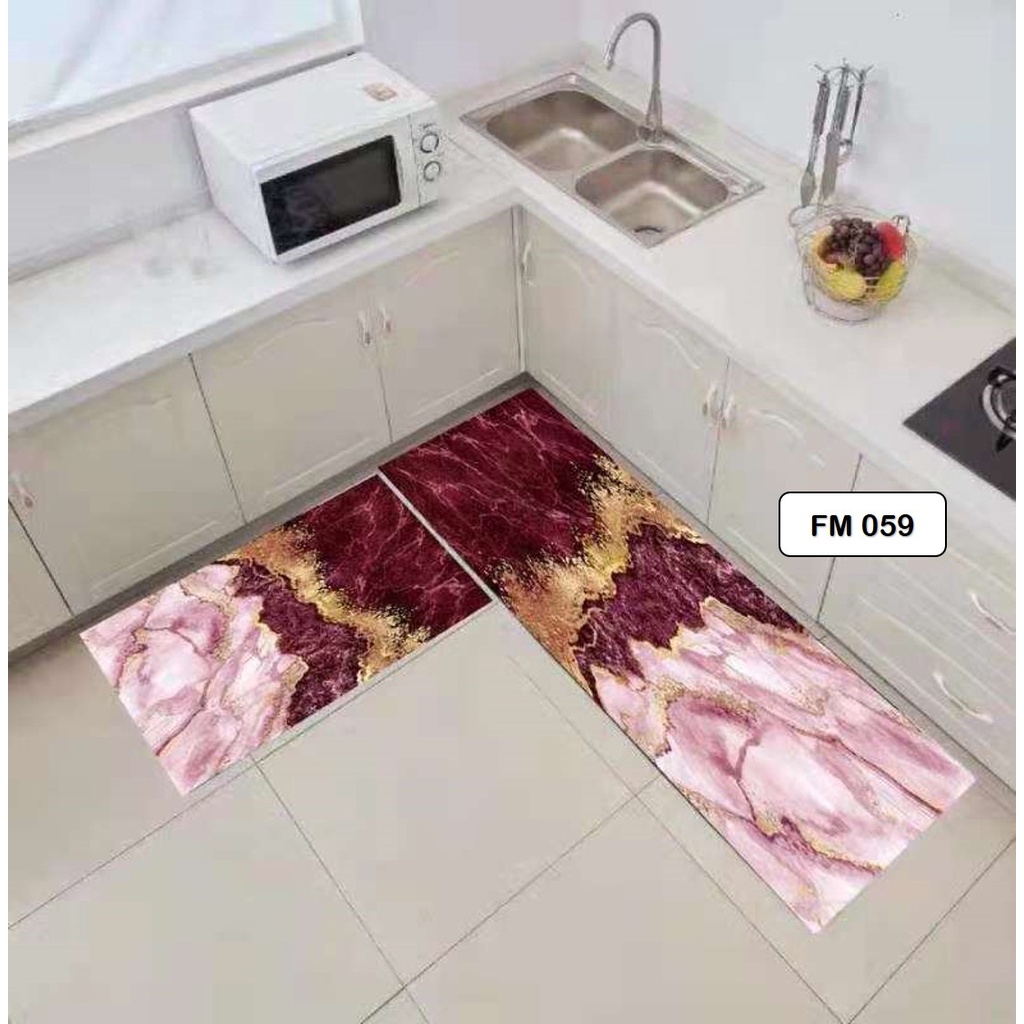 &lt;13 CORAK&gt;New Design 2pcs Set Alas Kaki 40x60cm+40x120cm Kitchen Bedroom Toilet Anti Slip Floor Mat Carpet Rug Foam