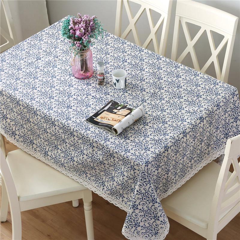 Vintage Square Tablecloth Kitchen Table Cloth Indoor Decorative Macrame Lace Tablecloth Navy