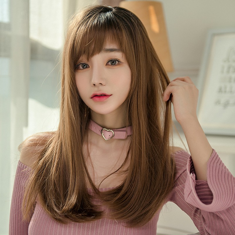 Wig Women S Long Hair Straight Hair Invisible Seamless Round Face