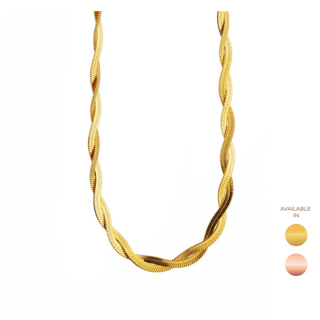 CELOVIS Savannah Herringbone TwistChain Link Necklace in Rose Gold/ Gold Shopee Malaysia