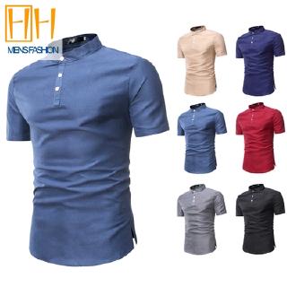 Baju Kurta Men's shirts 6 Colors Stand Collar Short Sleeve kemeja lelaki baju lelaki dewasa
