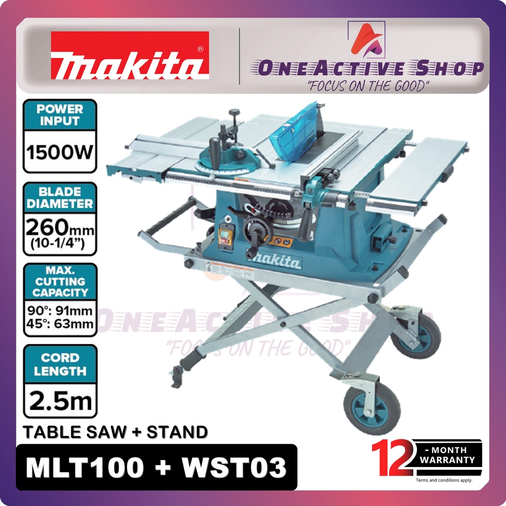 MAKITA 10'' Table Saw 1500W MLT100 / MAKITA Table Saw Stand WST03 1