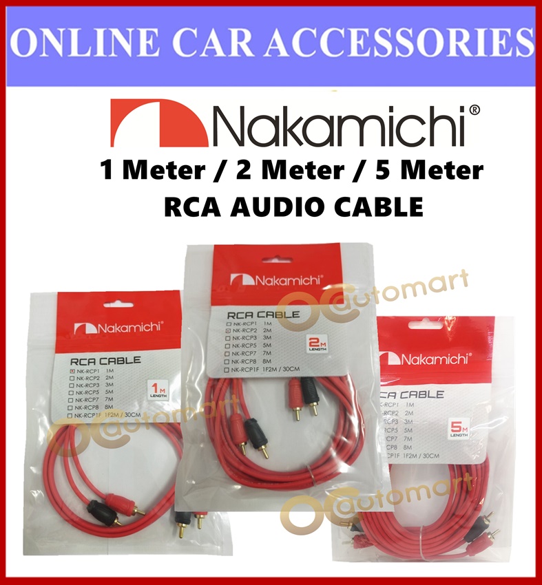 Nakamichi RCA Cable Car Audio System Home Audio Amplifier Braided Copper Cable 1M 2M 5M Length