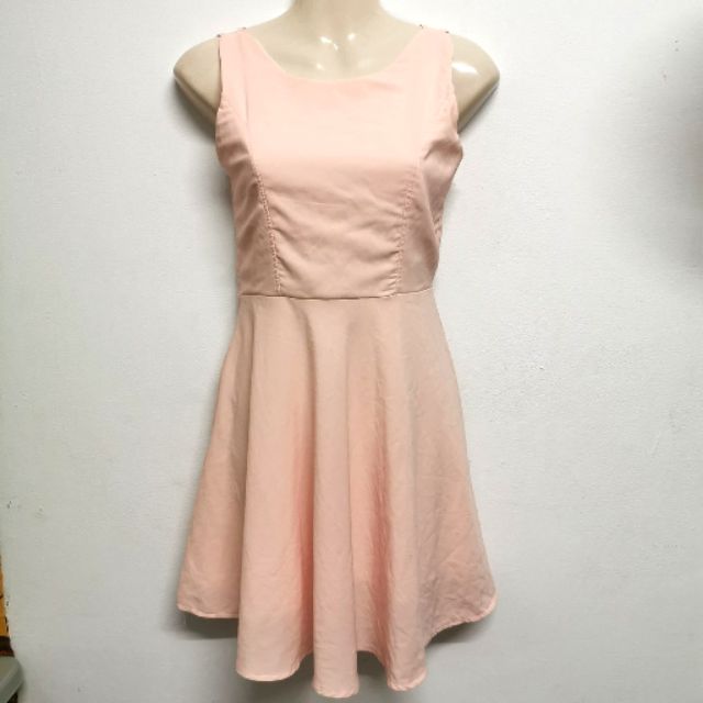 peach color one piece dress