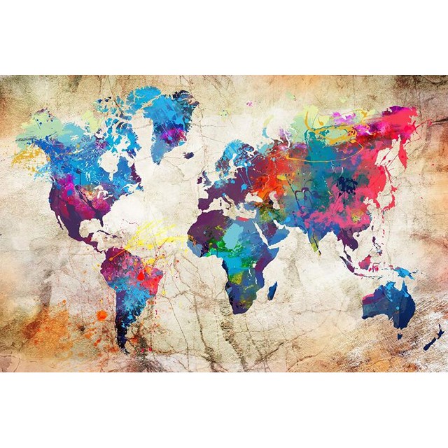 World Map Colour In Canvas ❁Modern Printed Canvas Print Painting Colorful World Map Home Decoration  Wall Art Pictures For Living Room Decor | Shopee Malaysia