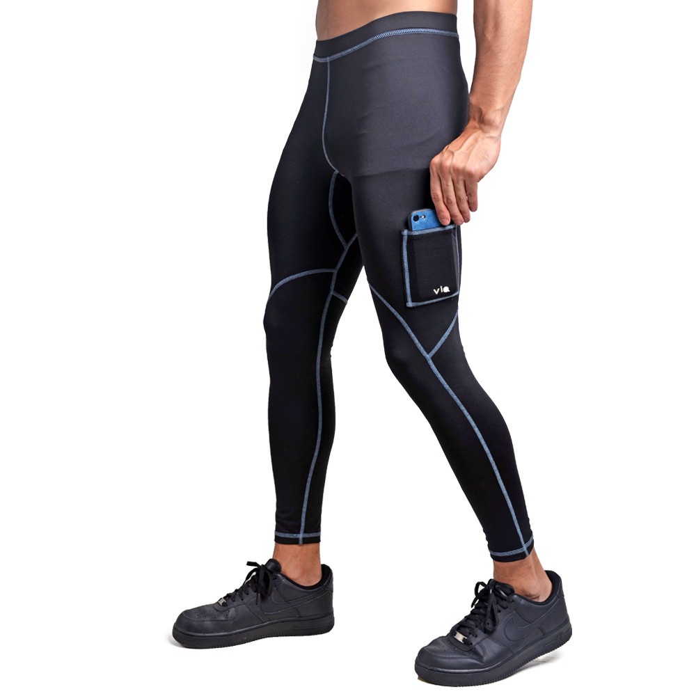 ViQ Men's Training Tights - Fitness Pro Combat Sport Pants with Compression