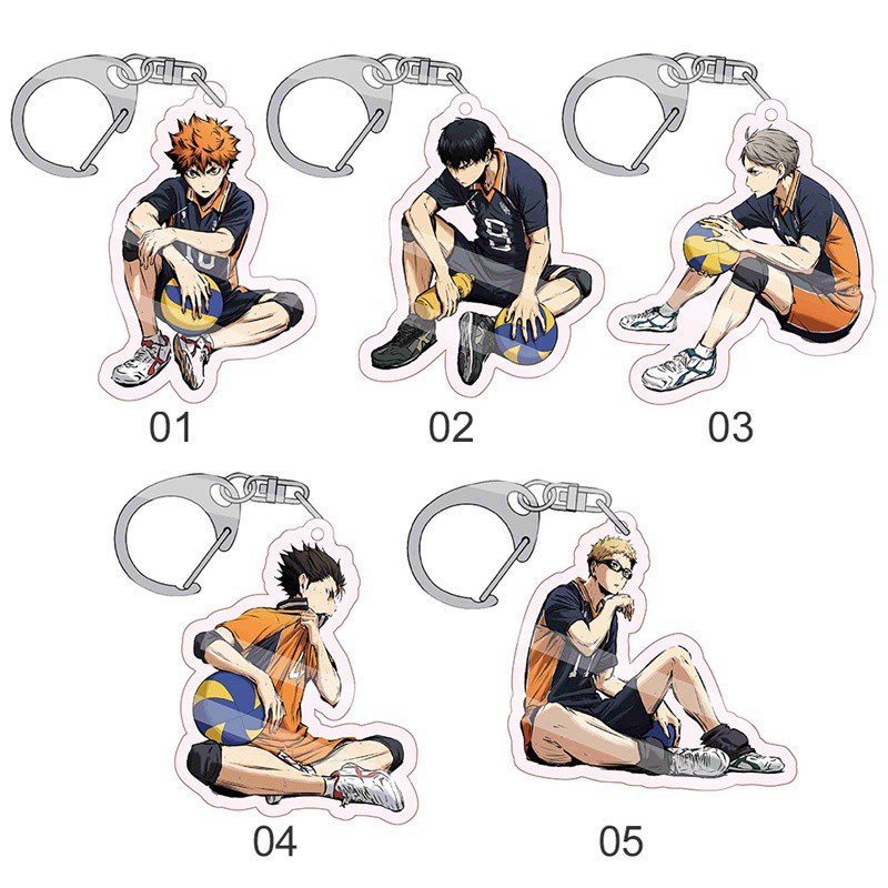 Haikyuu Keychain Tsukishima Kageyama Shoyo Hinata Keyring Pendant 