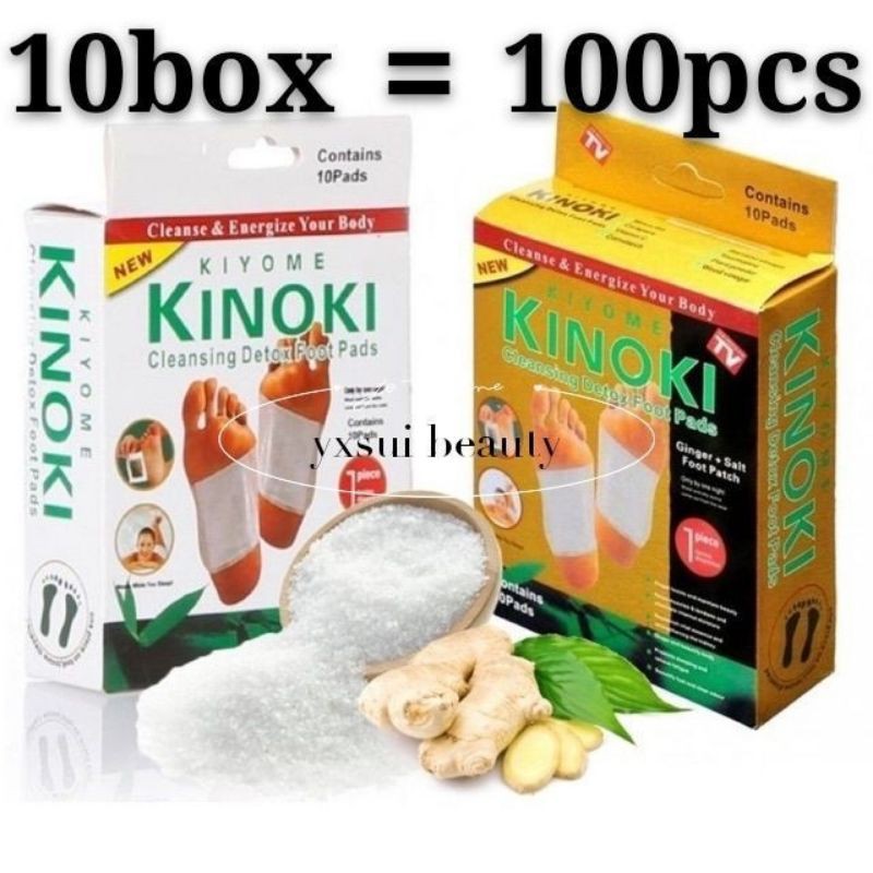 【10Box 100pcs】 Kiyome Kinoki Cleansing Detox Foot Herbal Pads/GOLD BOX（ginger）