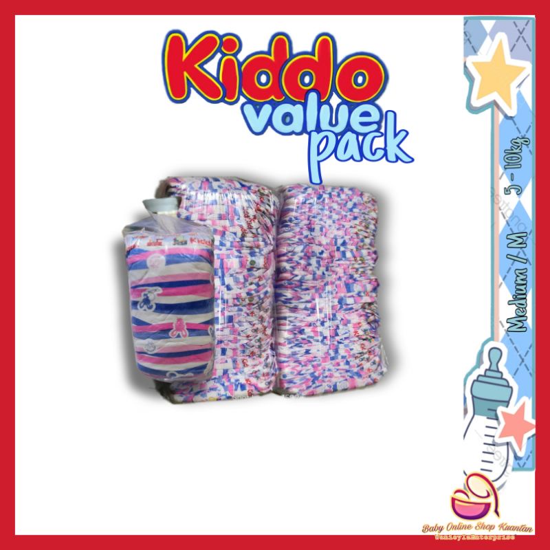 Kiddo Diapers Value Pack Med / M 510kg Shopee Malaysia