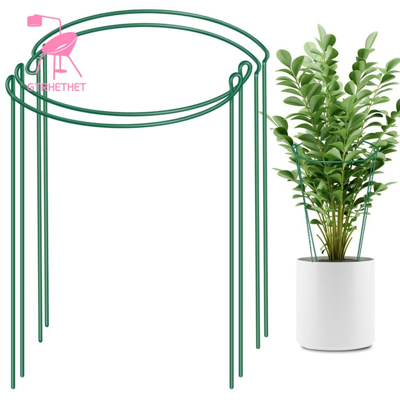 4 Pack Plant Support Stake Metal Garden Plant Stake Green