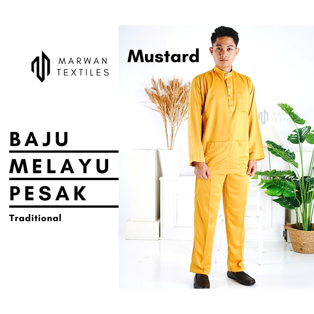 Baju Melayu Pesak Warna Mustard Shopee Malaysia