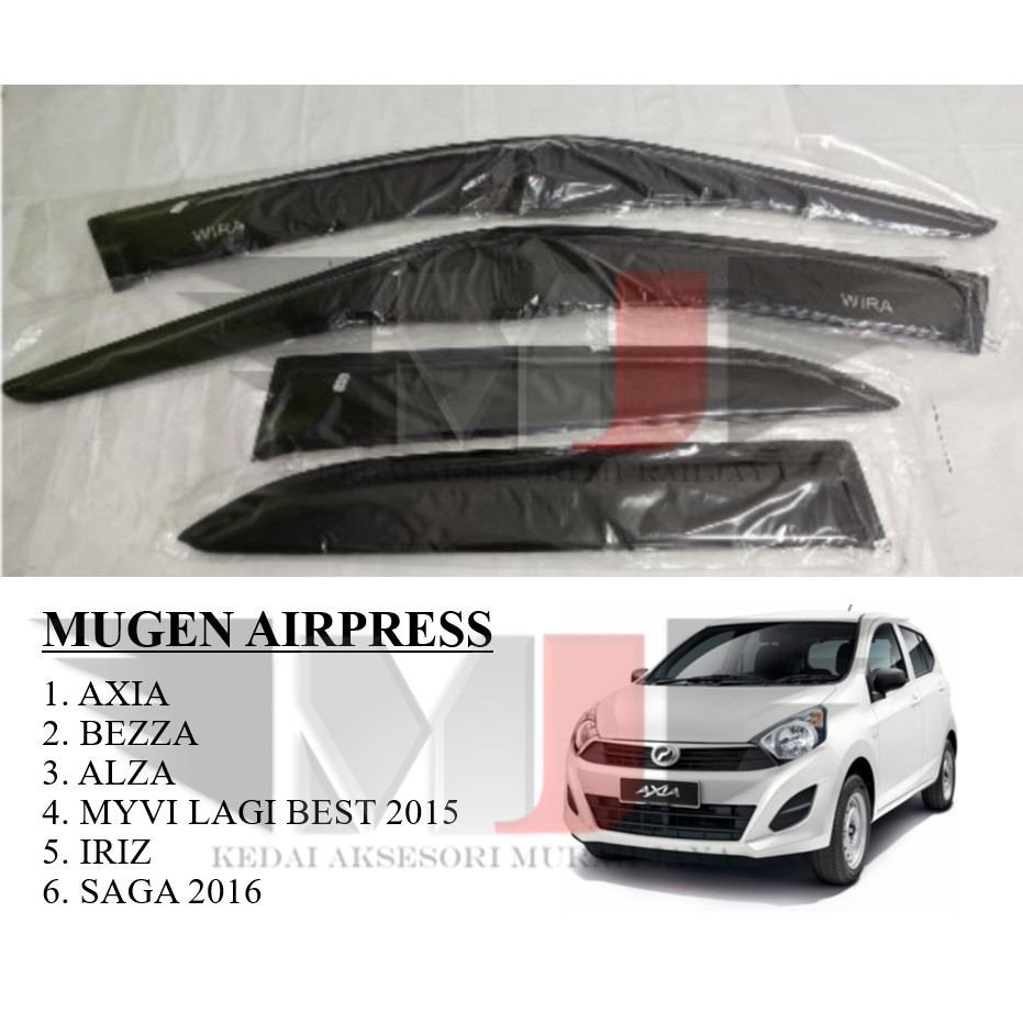 MUGEN PERODUA AXIA DOOR VISOR Wind Delfector Door Visor Airpress New