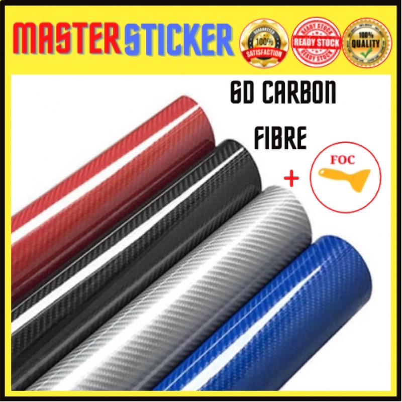 Car Vehicle 30cm x152CM 6D Carbon Fiber Vinyl Wrap Film Car Sticker ⚡READYSTOCK⚡