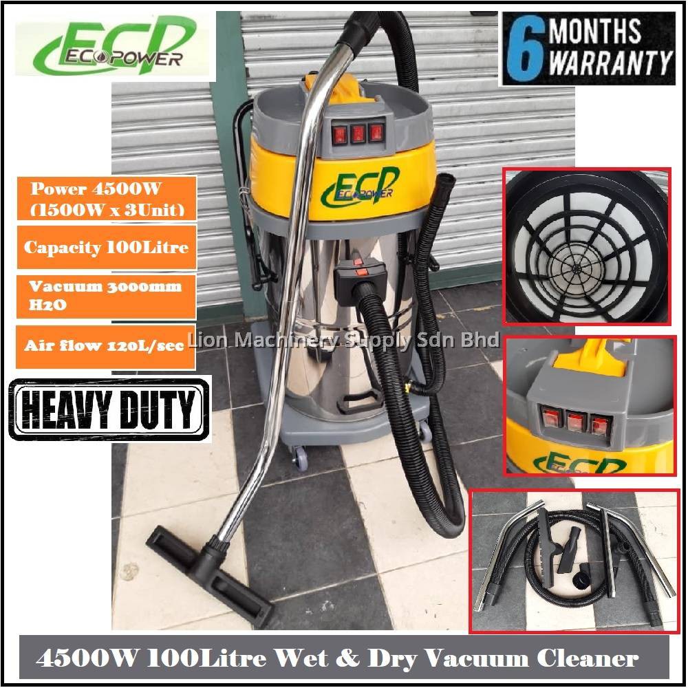 EcoPower 4500Watt 100Litre Heavy Duty Wet & Dry Vacuum Cleaner GW100 - 6 Months Local Warranty -