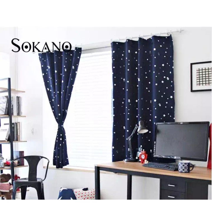 Malaysia Ready Stock Premium Blackout Curtain Dark Blue Star