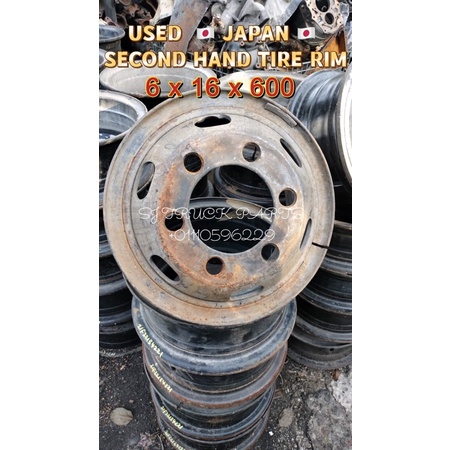 SECONDHAND JAPAN TIRE RIM 6HOLE 16x600 FOR LORRY 1TON 5TON ISUZU ELF ...