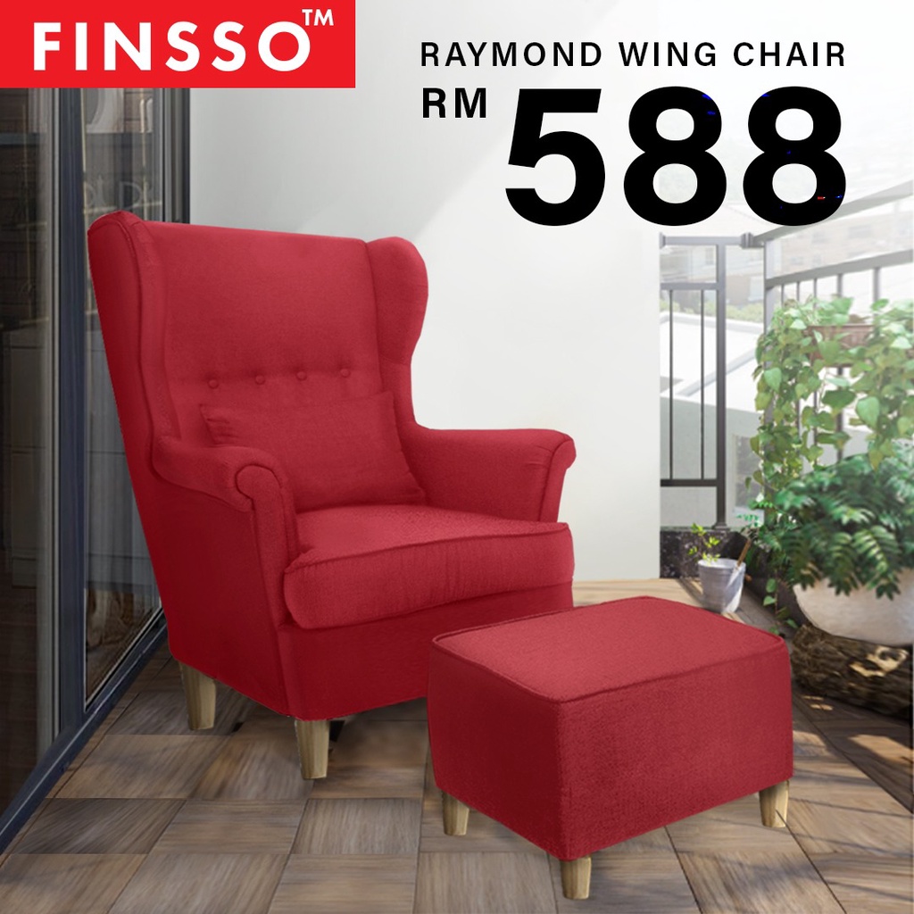 [FREE STOOL & PILLOW] Raymond Nordic Wing chair