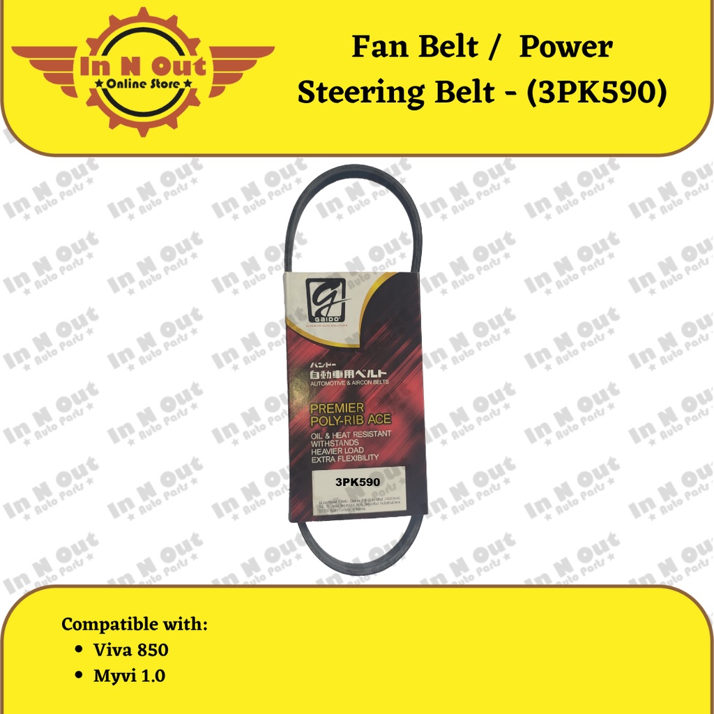 Fan Belt / Power Steering Belt / 3PK590 [Perodua Viva 850 / Perodua Myvi 1.0] Shopee Malaysia