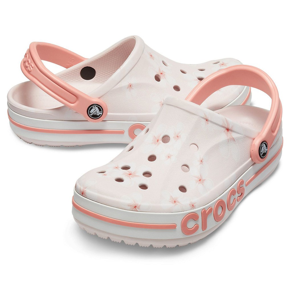 pink floral crocs