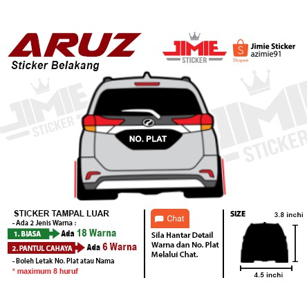 Sticker kereta, Sticker belakang kereta Perodua Aruz 