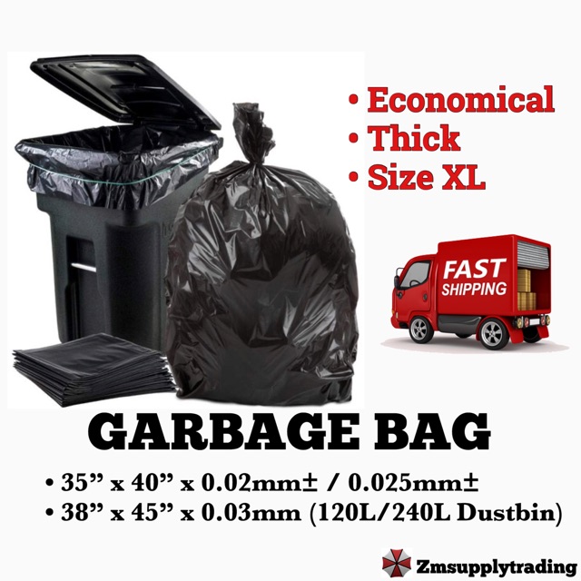 【Ready Stock】GARBAGE BAGS - XL (50pcs/Pack) BEG PLASTIK SAMPAH HITAM XL ...