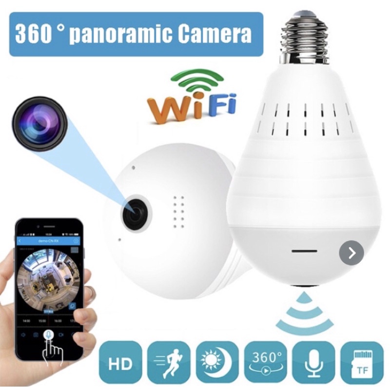 HD Hidden Wifi Camera 360 Degree Panoramic Fish Eye Home Surveillance  Motion Detection 2-Way Audio | Shopee Malaysia