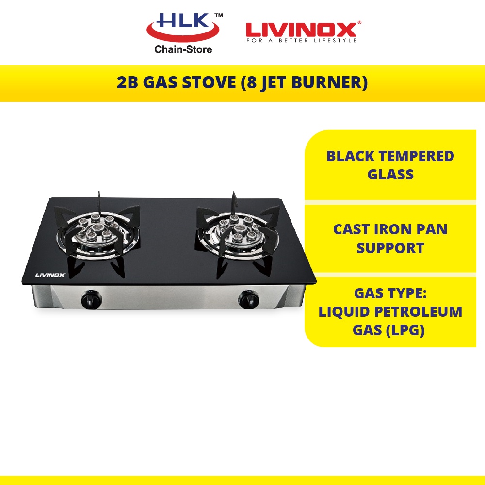 LIVINOX 2B Gas Stove (8 Jet Burner) LGS801J Shopee Malaysia