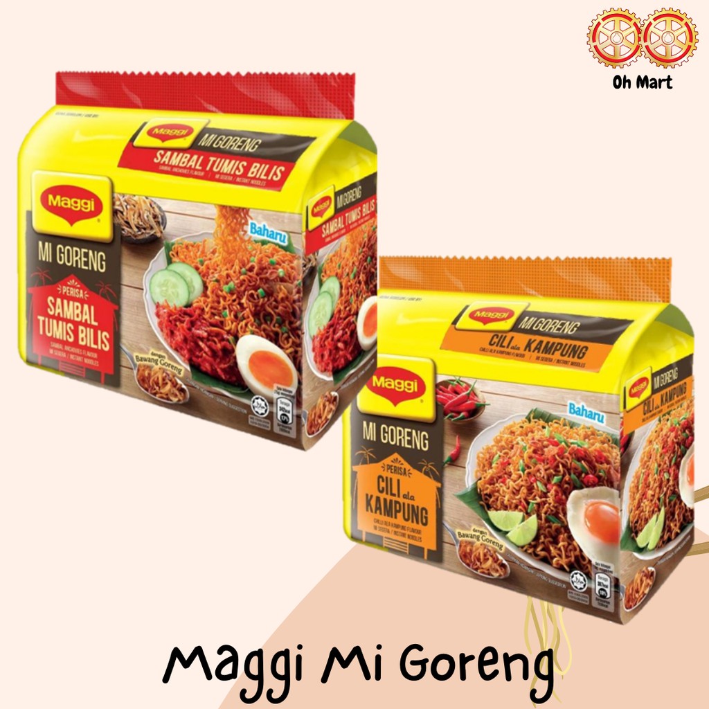 Maggi Mi Goreng Instant Noodles Sambal Tumis Bilis Cili Kampung Packs