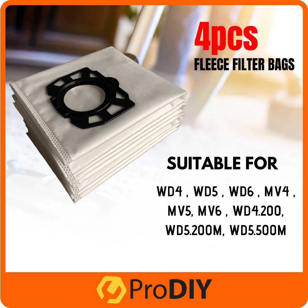 4pcs OEM Filter Bag Fabric Washable Can Be Used For WD4 WD5 WD6 MV4 MV5 MV6