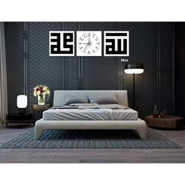 JAM KUFI HIASAN DINDING ISLAMIK / JAM DECO KUFI/ WALLCLOCK