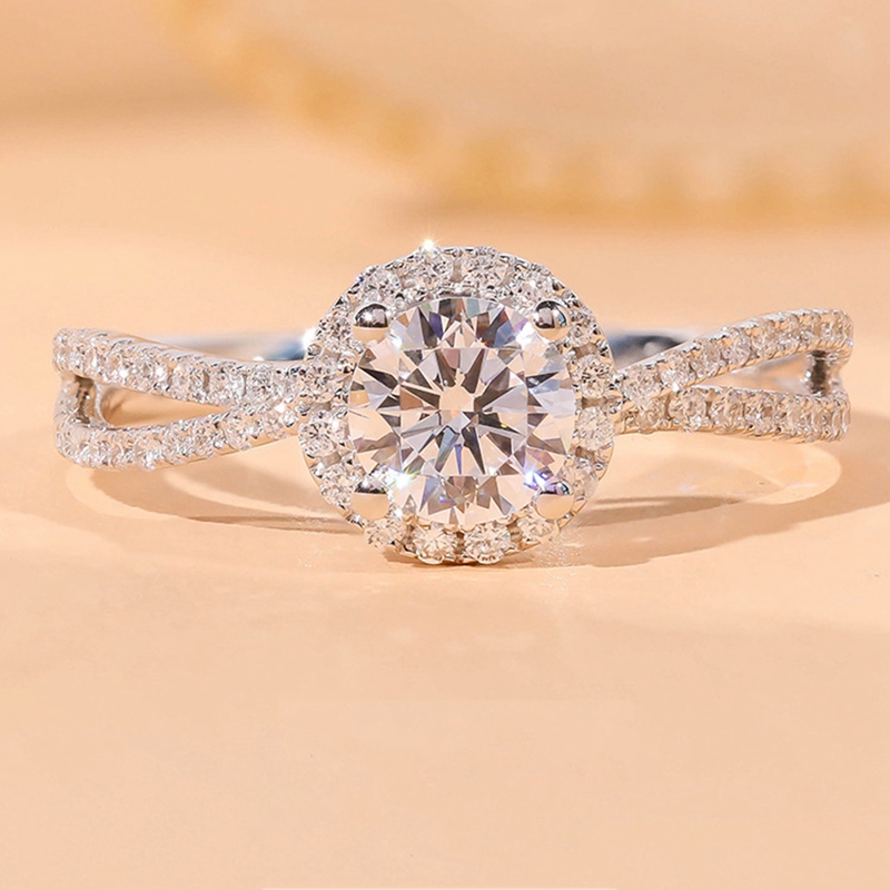 Exquisite Round Twist Rings Inlay Dazzling 6.5mm Cubic Zirconia Fashion Silvery Jewelry For Women Wedding Bridal Engagement Ring|Engagement Rings