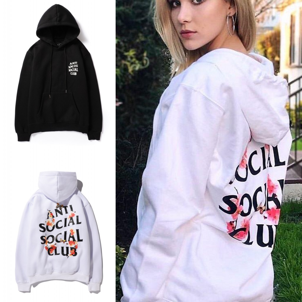 anti social social club hoodie with flowers