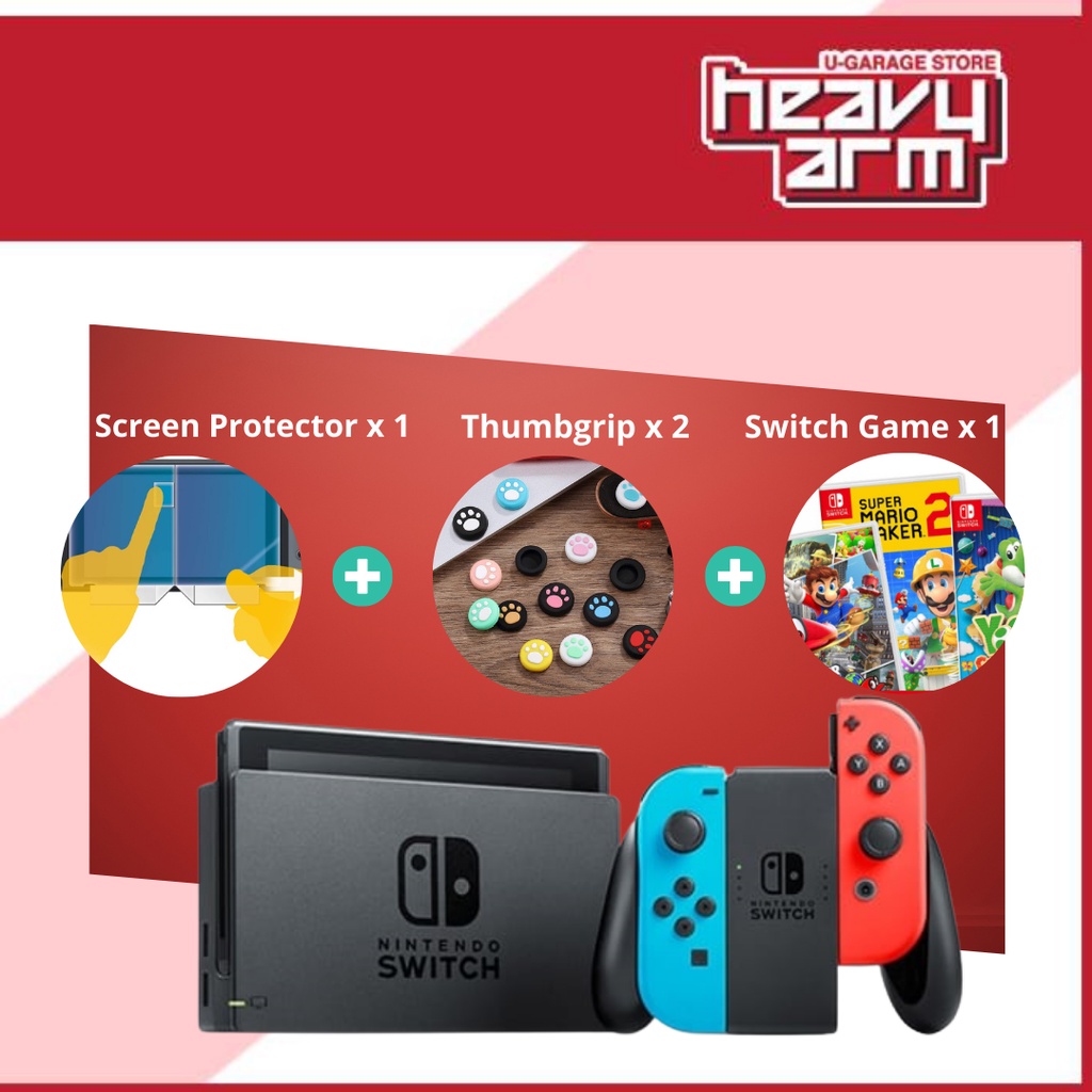 Nintendo Switch Console V2 Enhanced Edition Neon Version Grey Version Maxsoft Set Official 1 Year Warranty Shopee Malaysia