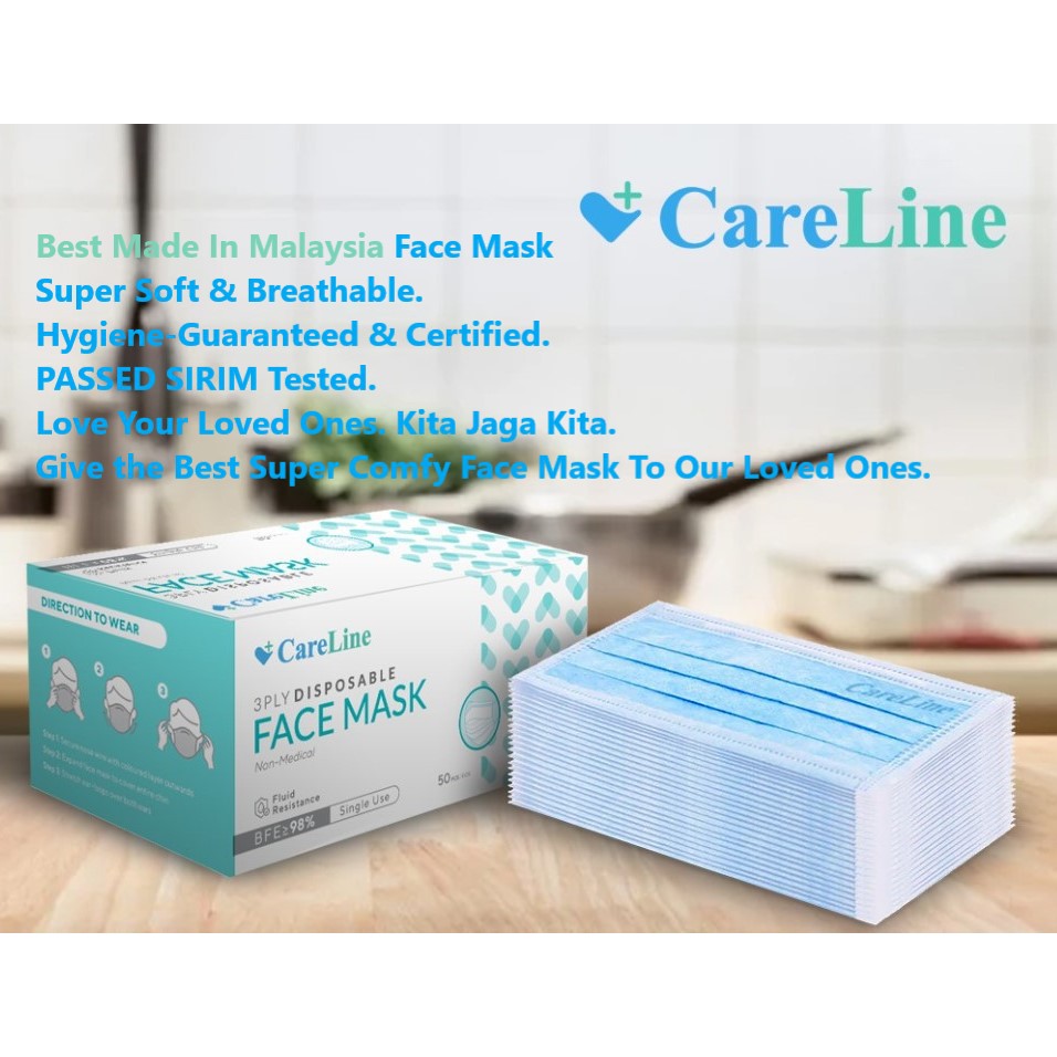 Face Mask Buatan Malaysia 𝐋𝐔𝐋𝐔𝐒 𝐒𝐈𝐑𝐈𝐌 𝐓𝐞𝐬𝐭𝐞𝐝 Careline 3 Ply Ear Loop Medical Face Mask Super Soft Breathable Shopee Malaysia