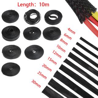 10M 6mm Braided Sleeving Braid Cable Wiring Harness Loom Protection Black BE