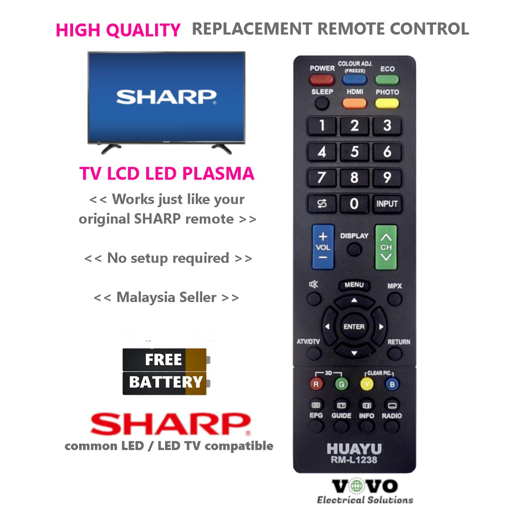 Universal SHARP TV LCD LED Plasma Replacement Remote Control [FOC