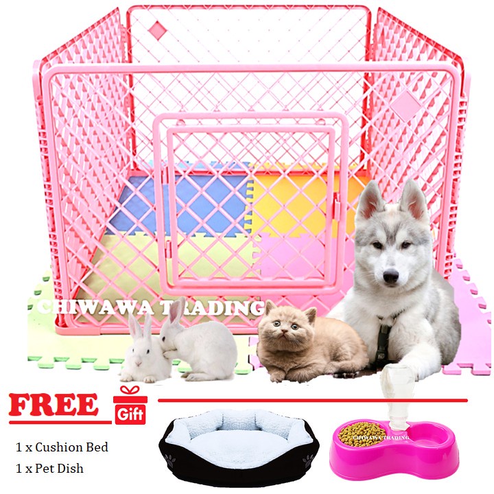 CG4 Pet Dog Cat Rabbit Cage Rumah Anjing Kucing Sangkar + Cushion Bed + Pet Dish