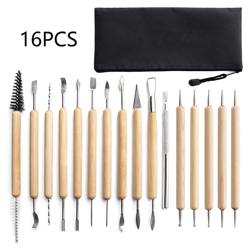 18pcs Clay Sculpting Carving Pottery Tools Kit Wax Polymer Shapers Modeling DIY 