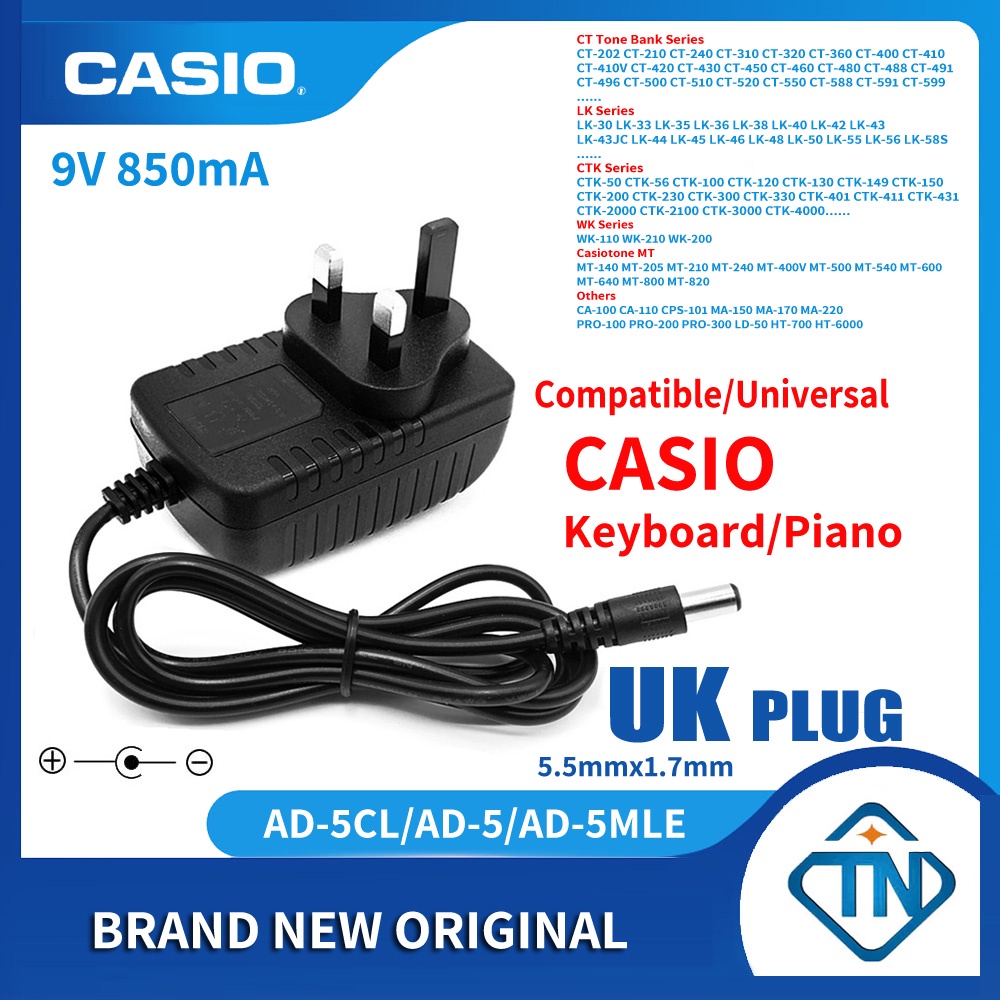 9V AC/DC Adapter Power Charger Supply for Casio Keyboard CTK-551 LK-110 LK-200S 