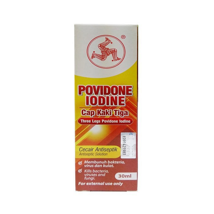 Cap Kaki Tiga Povidone Iodine 30ml Antiseptic Solution 