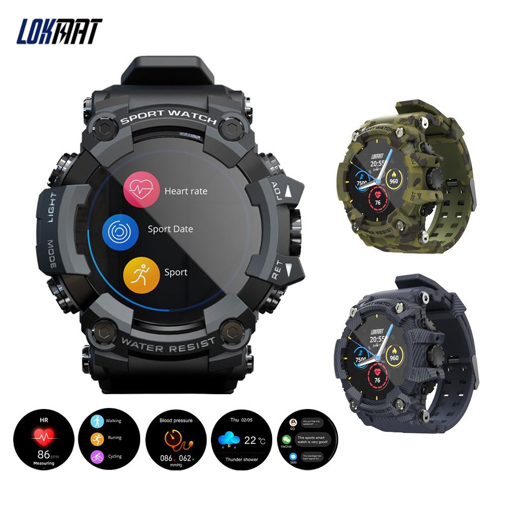 LOKMAT ATTACK Smartwatch Full Touch Screen Sport Watch Fitness Tracker Heart Rate Monitor Blood Oxygen Smartwatches Men Women | Shopee Malaysia