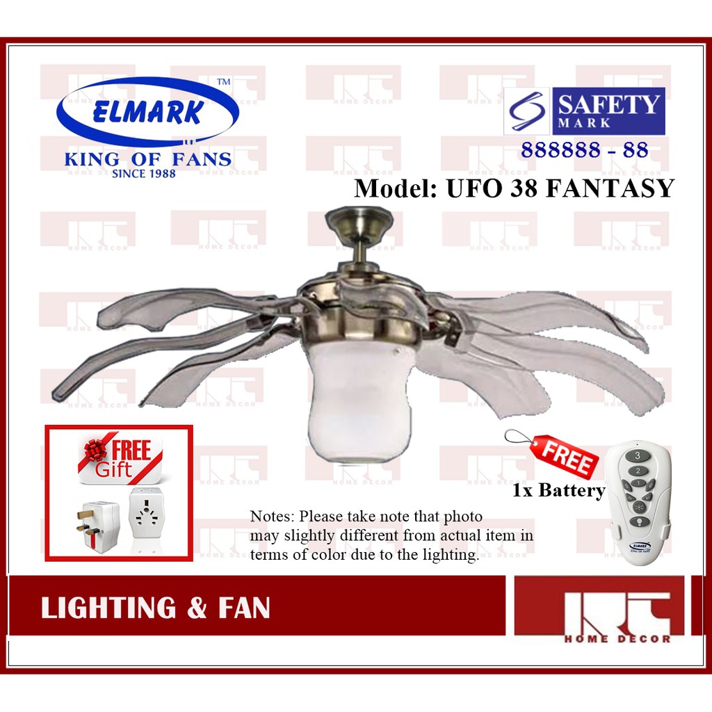 Ceiling Fan Elmark Ufo 38 Fantasy 42 With Remote Control Shopee