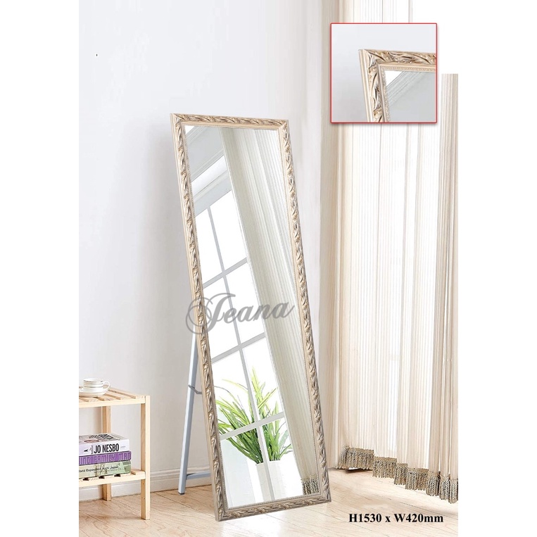 Wooden Frame Full Body Long Mirror Stand Cermin Bilik Panjang Besar