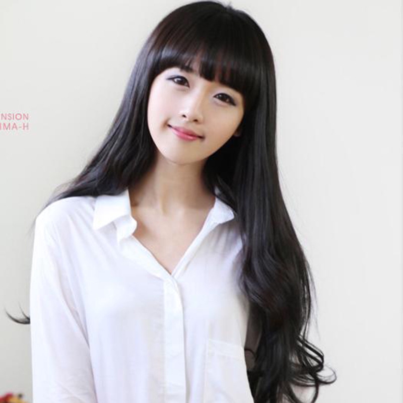 Korean Version Of The Wig Long Curly Hair Fluffy Qi Liu Hai Wig
