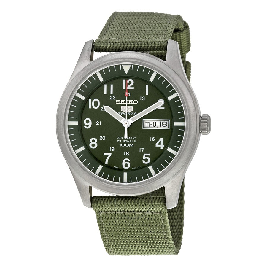 Seiko 5 Sports Automatic 23 Jewels Green Dial Green Canvas SNZG09 | Shopee  Malaysia