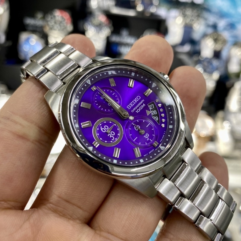 Seiko SNDW71P1 Women's Chronograph Quartz Criteria Purple Dial Silver  Stainless Steel Strap Watch | Shopee Malaysia