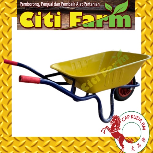 Heavy Duty Kereta Sorong Tolak Lebar Wheelbarrow Steel Yellow Kelapa Sawit Construction Citi Farm Shopee Malaysia