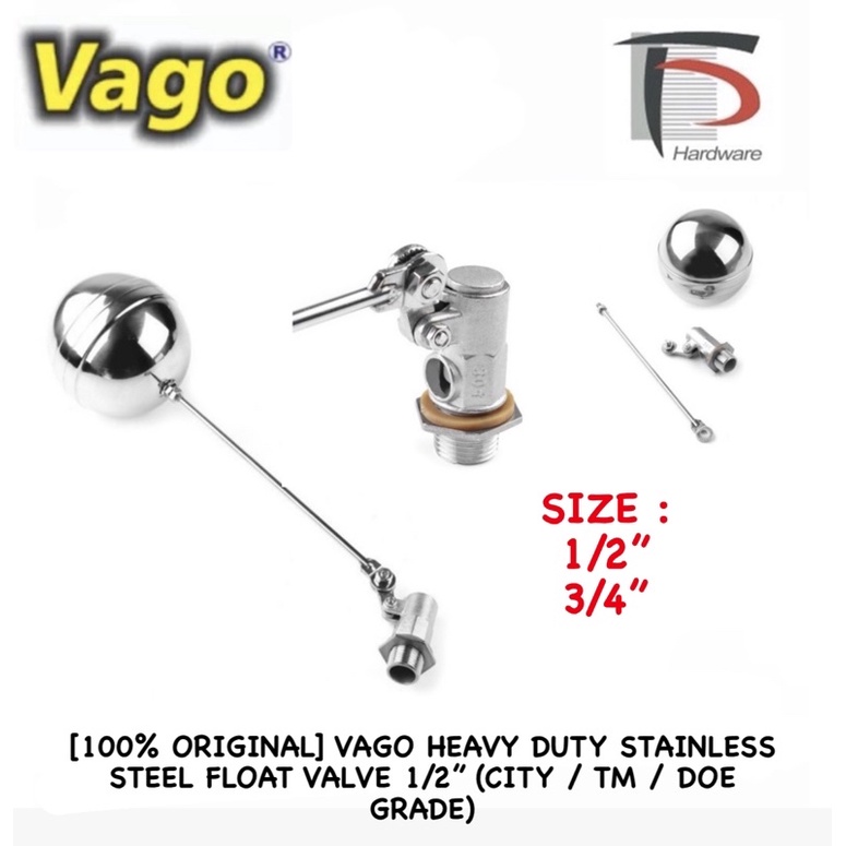 [100 ORIGINAL] VAGO HEAVY DUTY STAINLESS STEEL FLOAT VALVE 1/2” (CITY