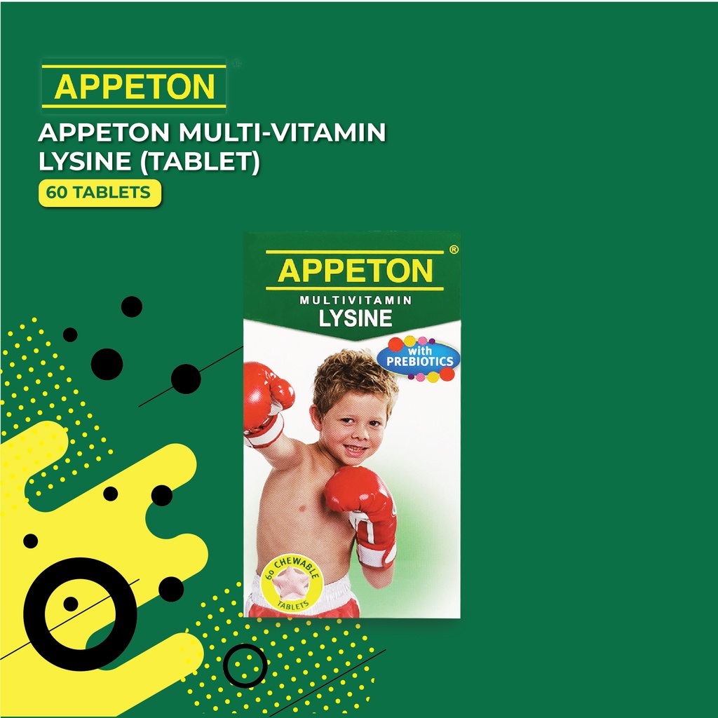 APPETON Multivitamin MV Lysine Chewable Tablet Improved Appetite, Digestion & Healthy Growth (60's) - Dr.Tonerink