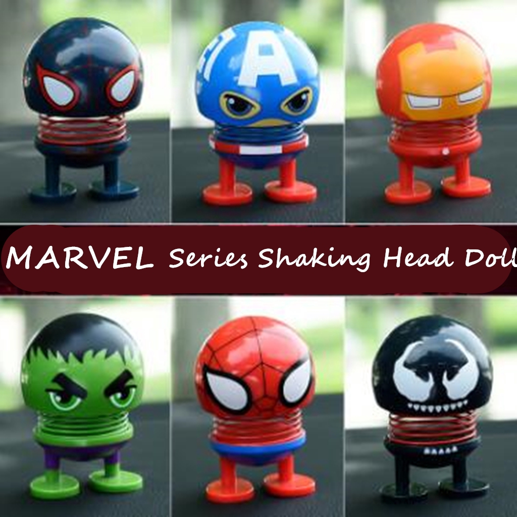 Marvel Mini Car Spring Head Shaking Doll Avenger Heroes Alliance Arrangements Funny Creative Toys Set For Sale Shopee Malaysia - springhead old old version roblox